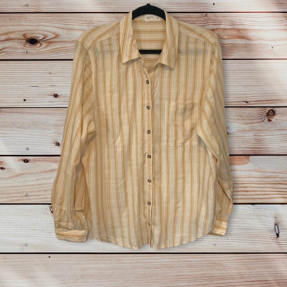Maurice's yellow and white striped button down shirt size 1 / 1X